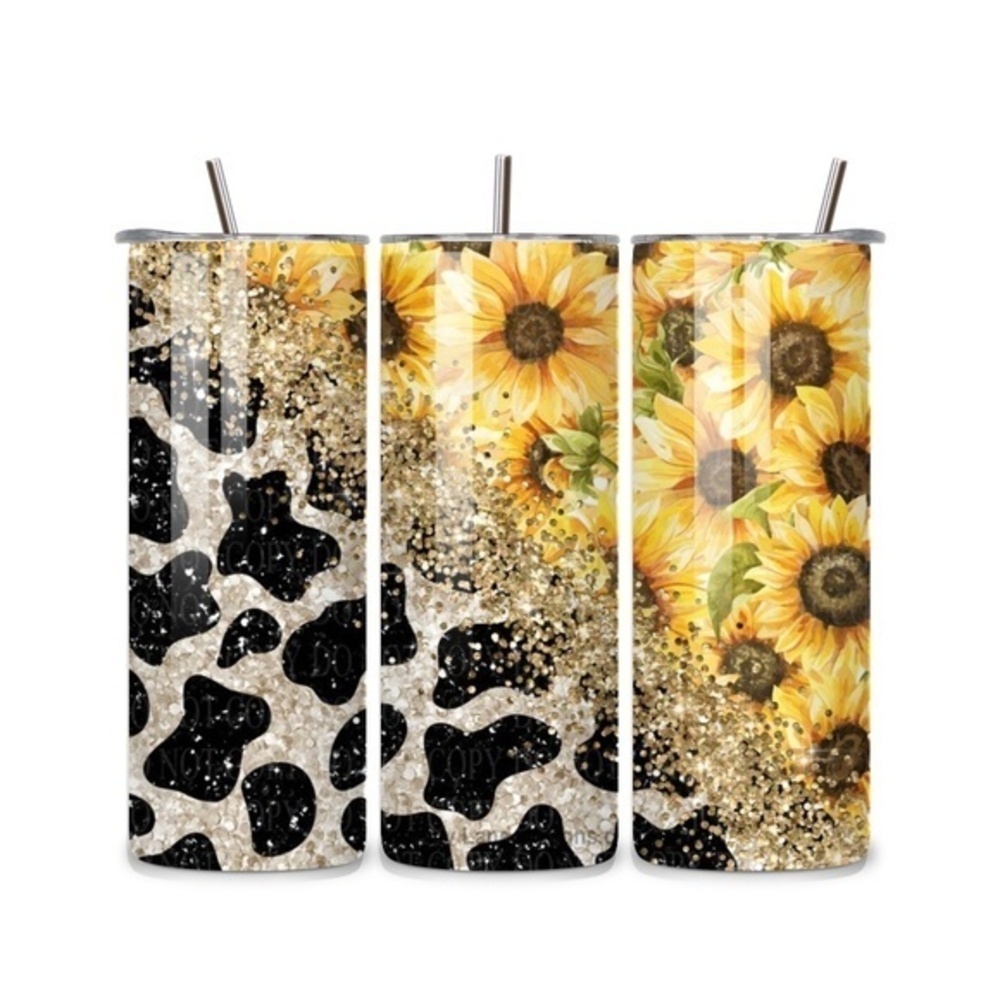 Sunflower Cow Print 20oz Stainless Steel Tumbler